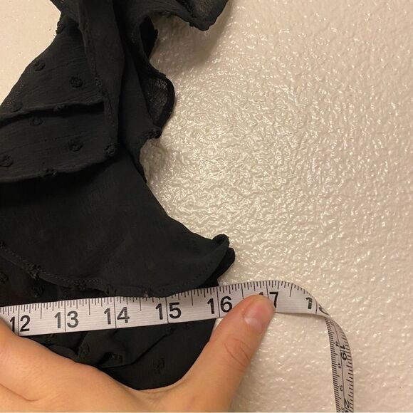 Altar’d State Sylvia Dress Black fit and flair deep v neck ruffle flutter S - Picture 8 of 15